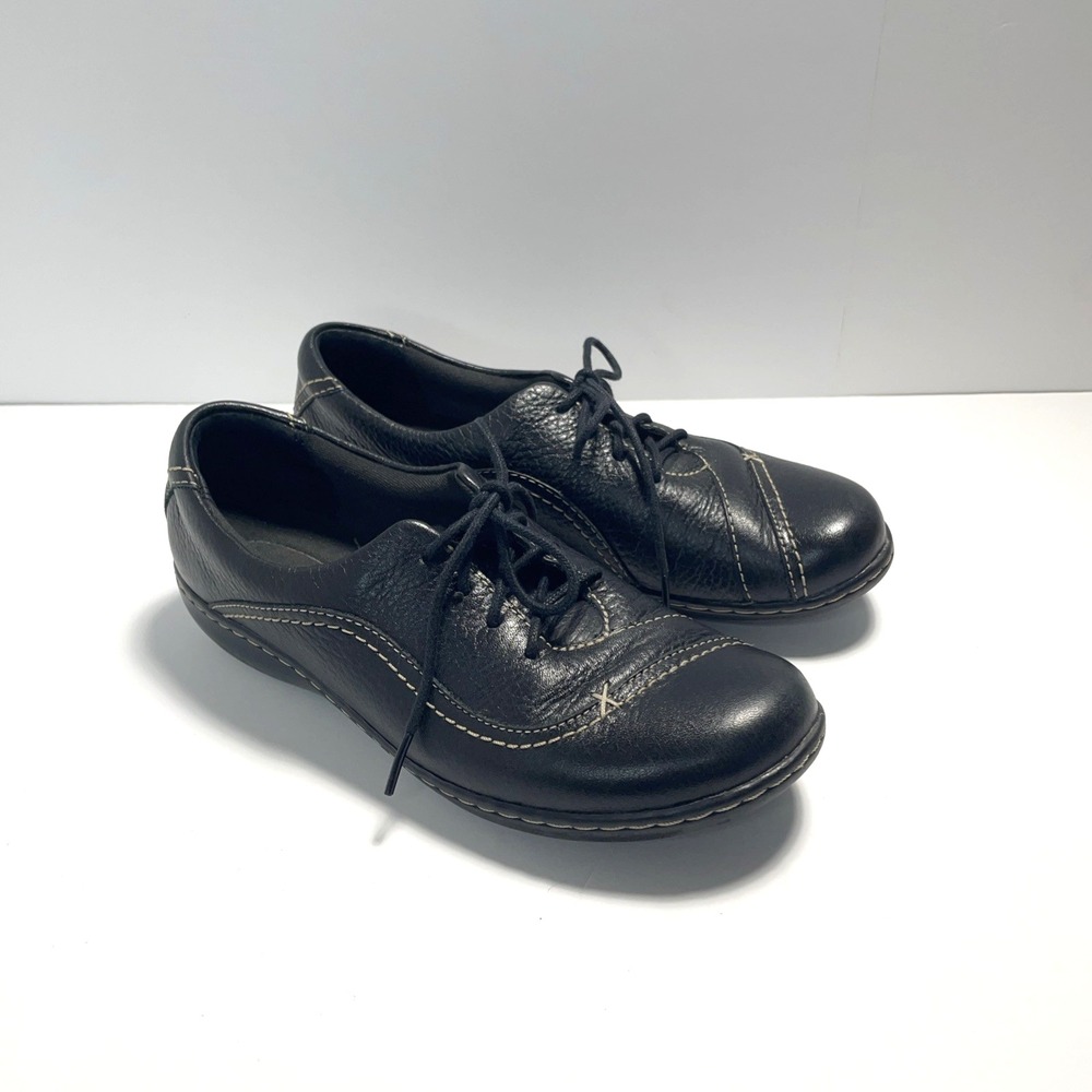 Clarks Bendables Ashland Brook Black Leather Lace Up Oxfords 62646 Women Sz 7M